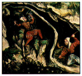 средневековые горняки в шахте