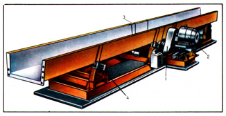 Вибрационный конвейер горизонтальный с грузонесущим органом